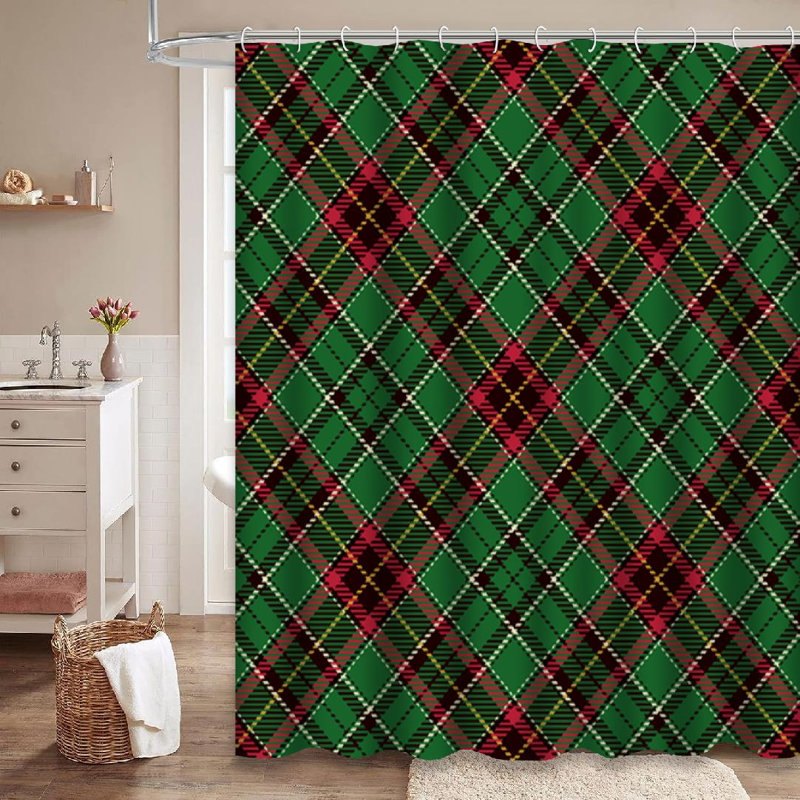 Rideau de douche Tartan, L 72 po x l 78 po