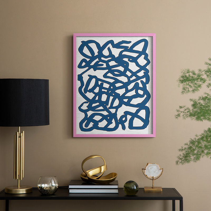 Abstrait, reproduction encadrée CL XXXVII - prêt à être accroché , Rose, H 29 po x l 23 po