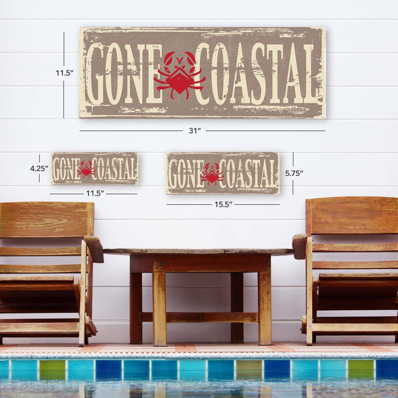 «Gone Coastal Metal» sur métal, H 4,25 po x l 11,5 po