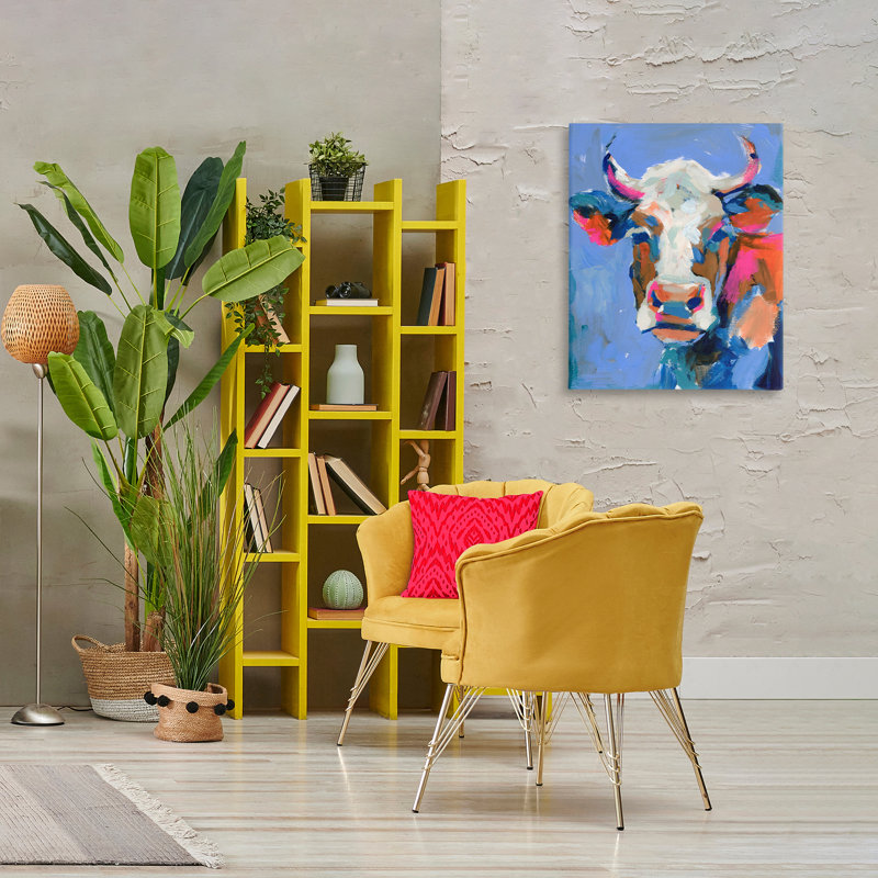 «Painterly Cow Portrait», art mural sur toile par Victoria Barnes, H 20 po x l 16 po x P 1,5 po
