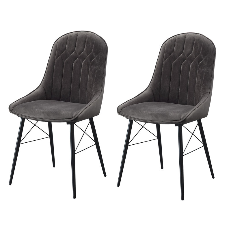 Ensemble de 2 chaises grises et noires à dossier capitonné