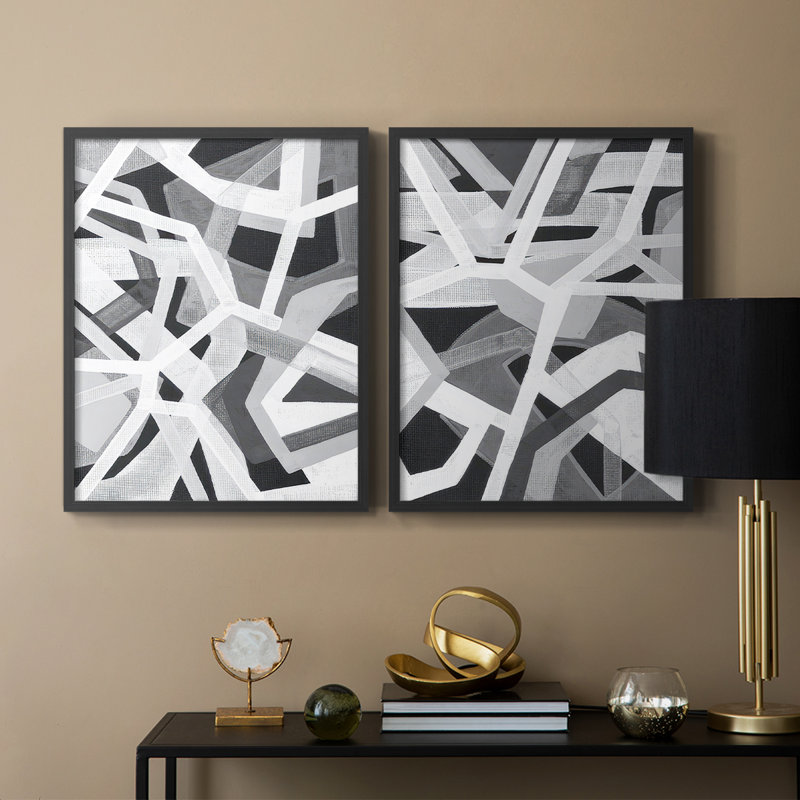 Magnetic Grays I - impression encadrée de qualité supérieure - prête à être accrochée - aucun clou requis - aucun clou requis