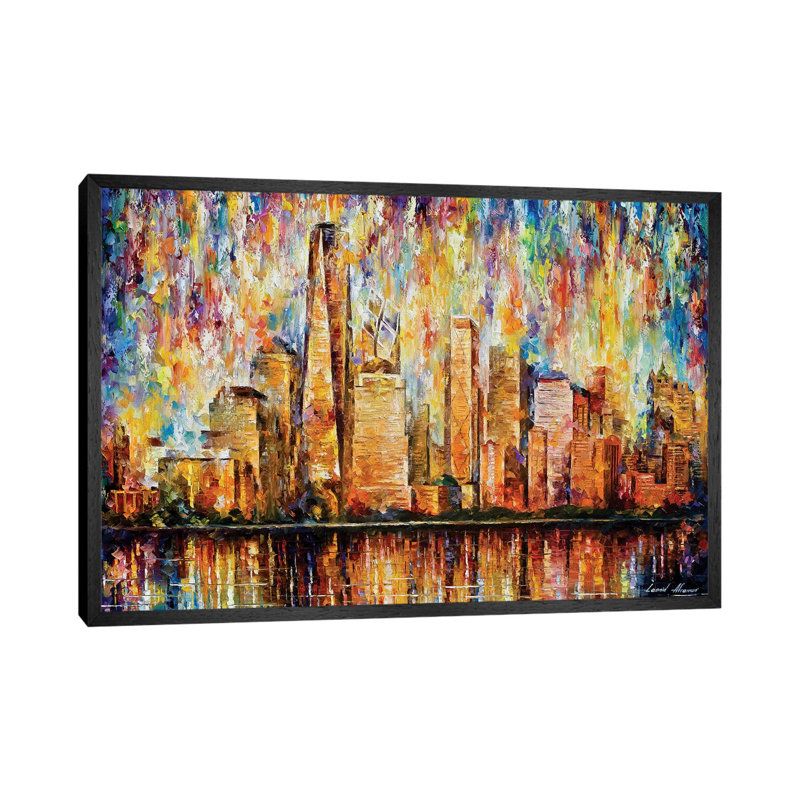 New York City by Leonid Afremov - Painting on Canvas, 101.6 cm H x 66.04 cm W, Black Framed Canvas