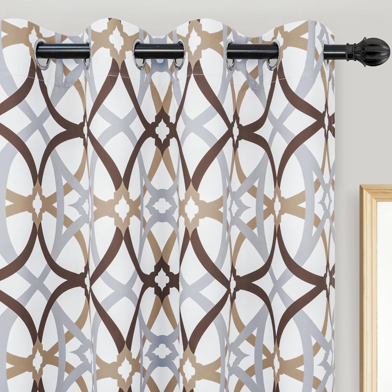 Breneisha Linen Textured Geometric Curtains Thermal Insulated Grommet Curtains, 52" W x 96" L, Linen Red