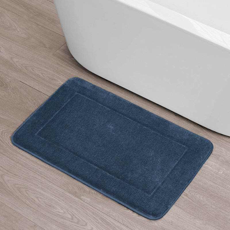 Non-Slip Bath Rug - Basics by Wayfair™, 20" W x 32" L, Navy