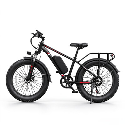 26 Inch Electric Mountain Bike, 500W Motor (Peak 1500W), 48V 13Ah Fat Tire E-Bike, 28 MPH, 7-Speed, Front Suspension, Mechanical Disc Brakes, Step-Over Frame, Max Load 330 LBS