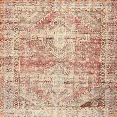 Tapis traditionnel beige / gris / rouge