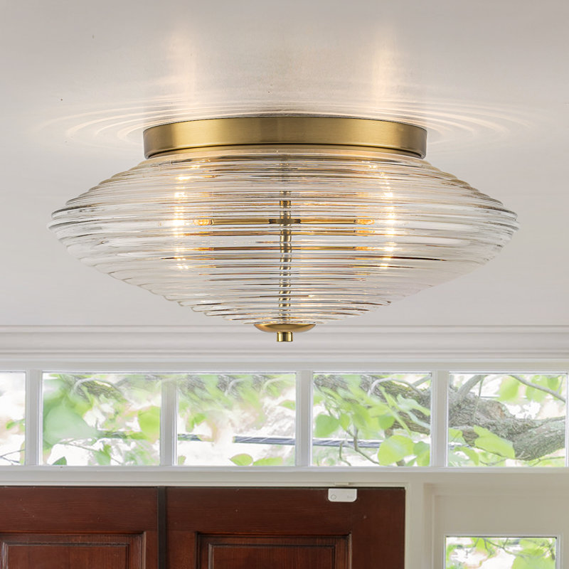 3-Light Ribbed Glass Flush Mount
