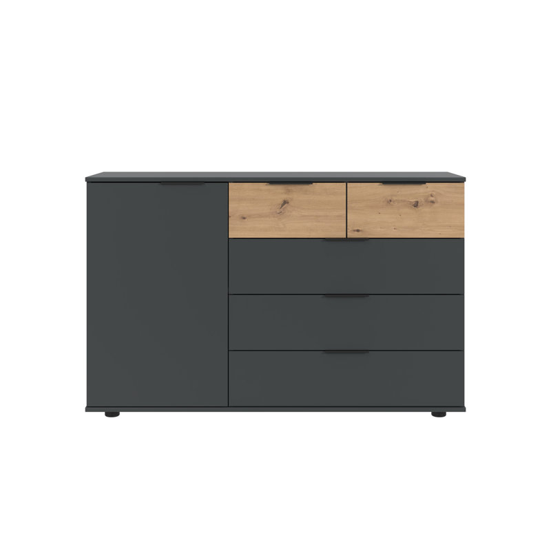 Anglim 130cm W 5 - Drawer Chest of Drawers, Graphite