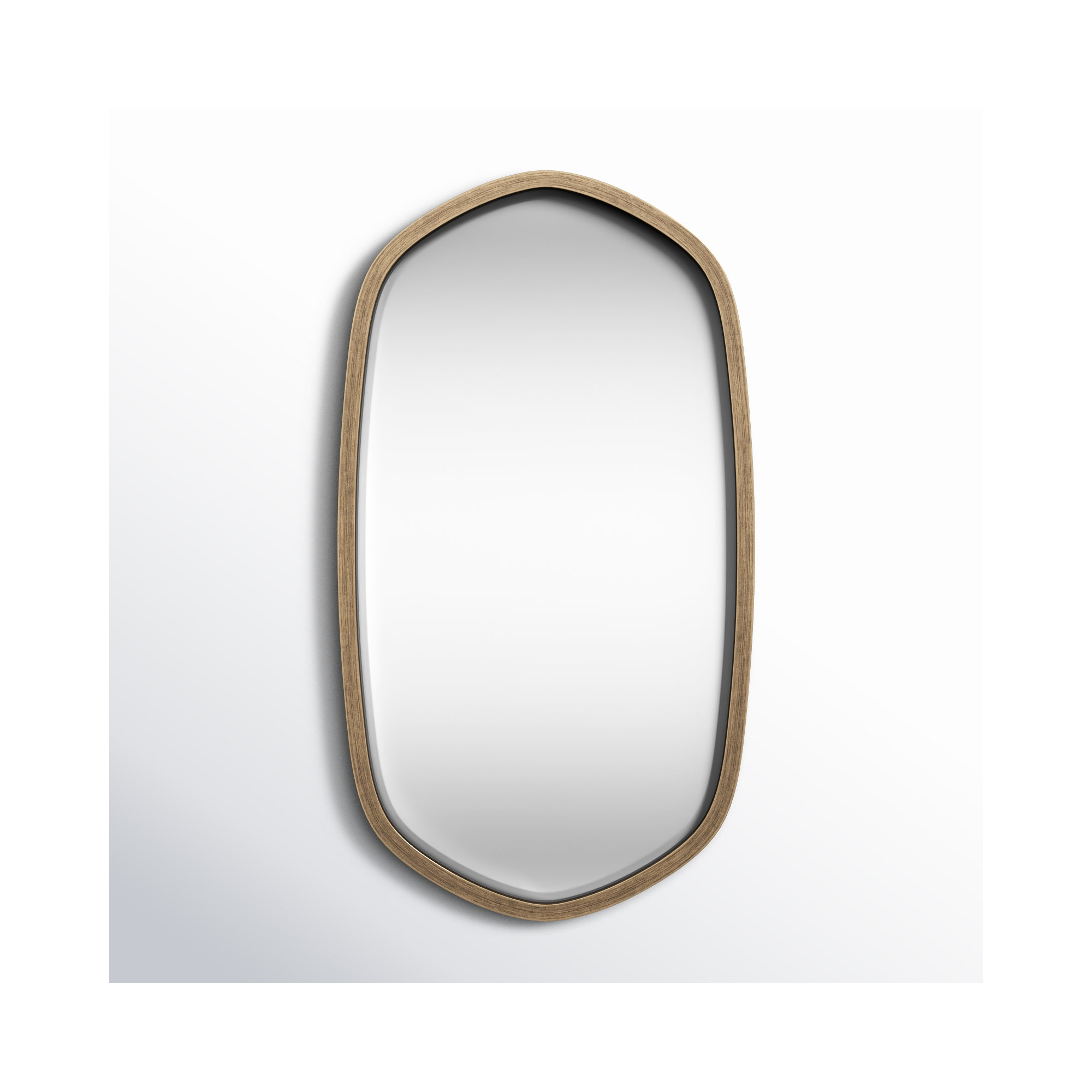 Glover Wood Hexagon Mirror, Gold, Vertical, 36" x 20"