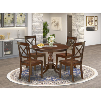 Mabella 4 - Person Rubberwood Solid Wood Dining Set by Alcott Hill