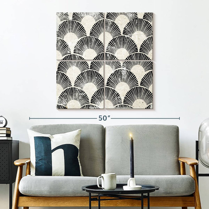 Blanc art déco I, H 32 po x l 32 po