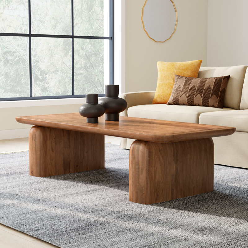 Bergholt Solid Wood Sled Coffee Table, Brown
