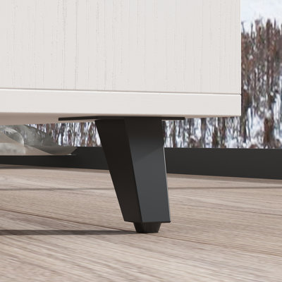 Meuble télé contemporain en 2 couleurs Oneybrook 95-134 "avec 2 tiroirs et tablettes ouvertes