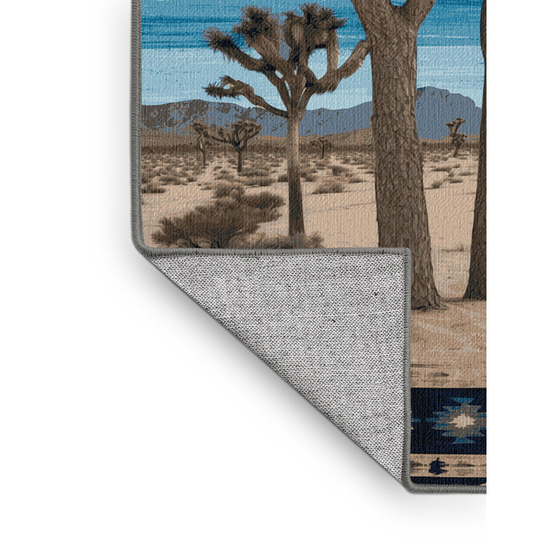 Washable Joshua Tree Southwestern Area Rug, Round 4'