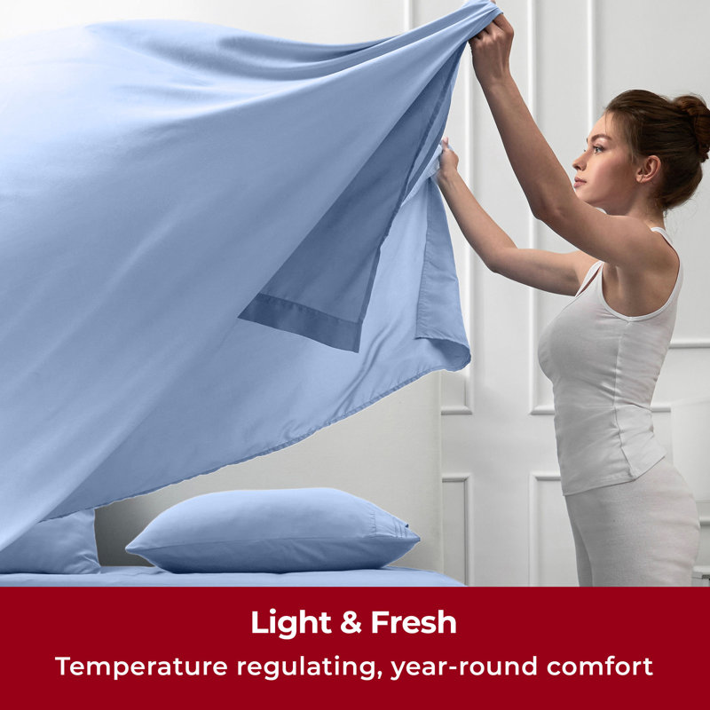 Draps de lit Mellanni 1800 bleu ciel divisé, Sky Blue, Split King Sheet Set