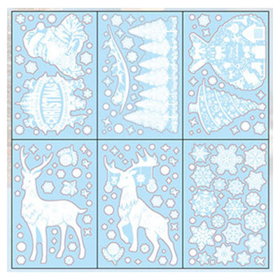 Christmas Window Clings White Snowflake Santa Claus Reindeer Holiday Window Decorations Removable No Glass Sticker for Shop Home Glass Ornaments