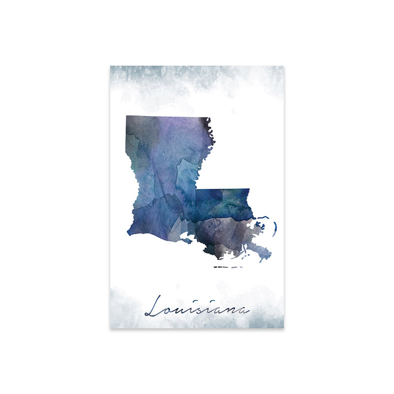 Impression bleuâtre Louisiana State sur verre acrylique, H 24 po x l 16 po x P 0,25 po