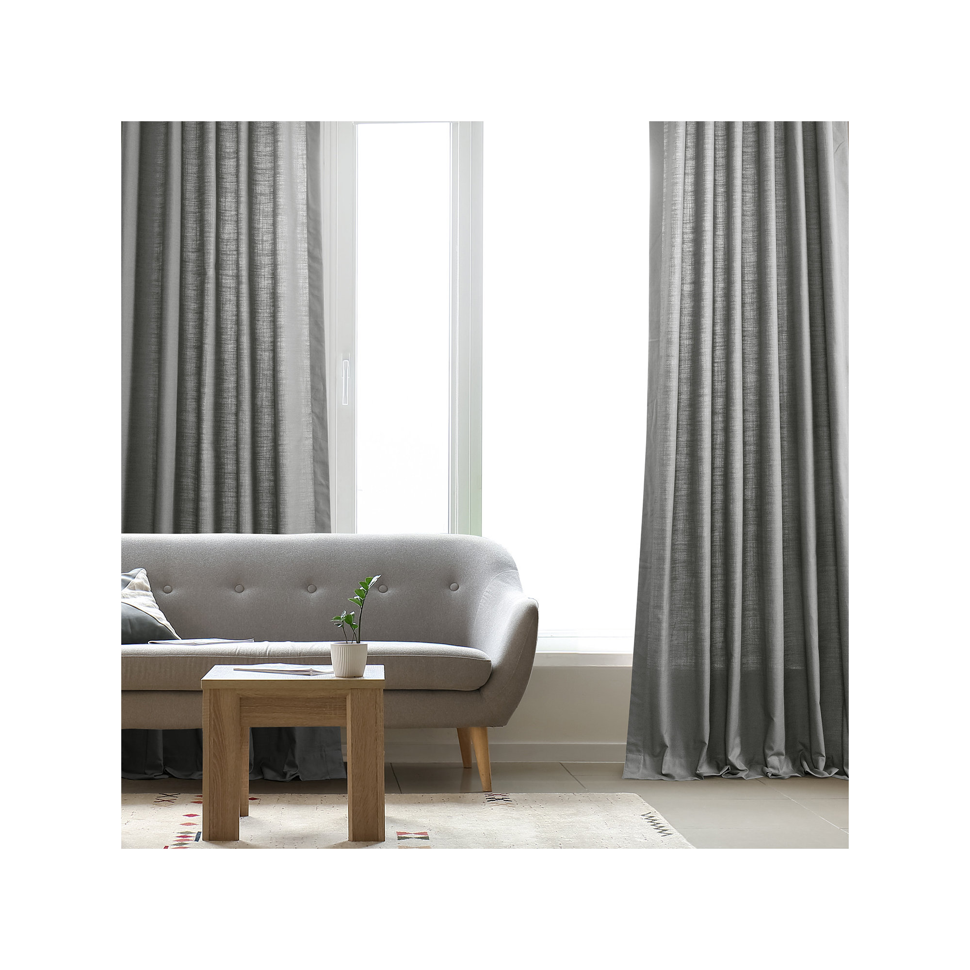 Richardson Semi Sheer 100% Cotton Curtain, Dark Gray, 50" W x 96" L