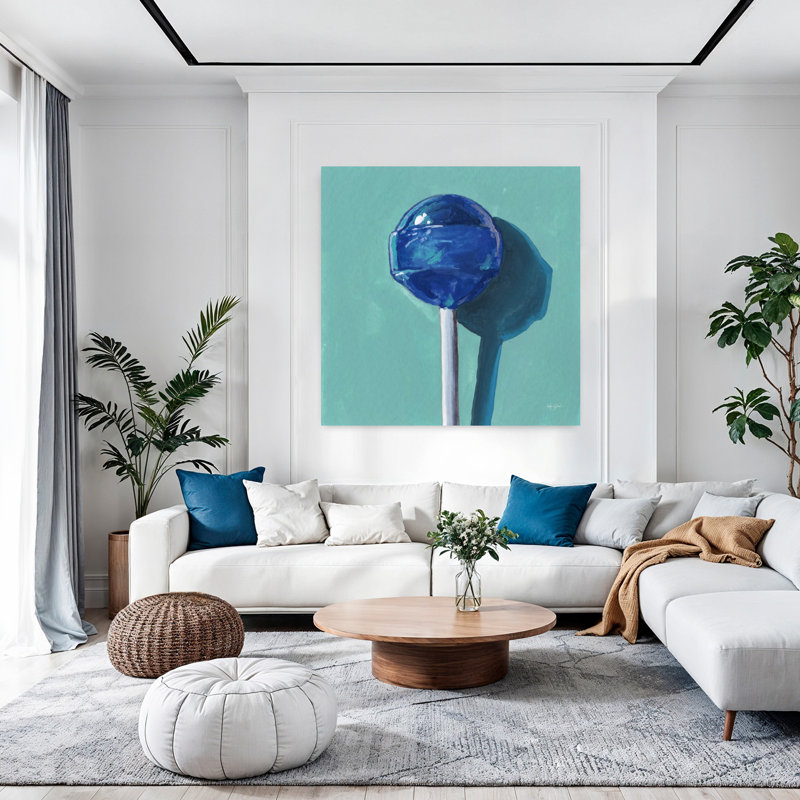 Étude de sucette contemporaine I avec art de bonbon bleu, H 48 po x l 48 po