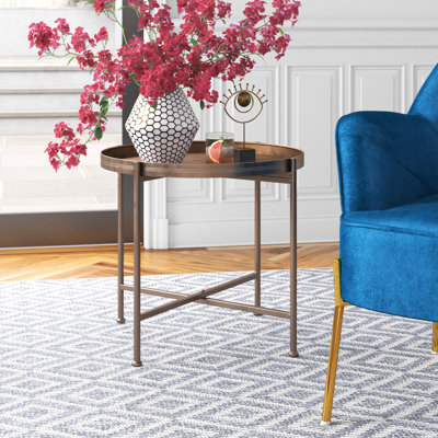 Foulton Trestle Round Tray Top Side Table