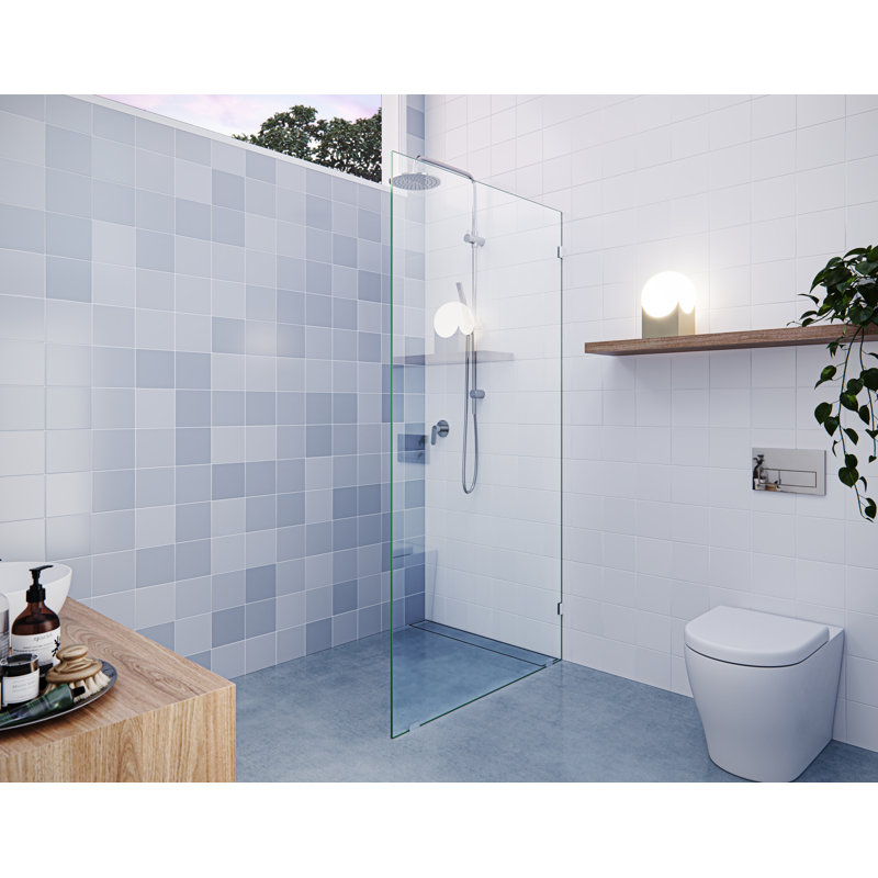 Vela 34 in. x 78 in. Fully Frameless Single Fixed Shower Panel, Polished Chrome