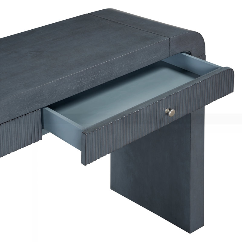 Console rustique avec façade de tiroir cannelée, Bleu marine foncé