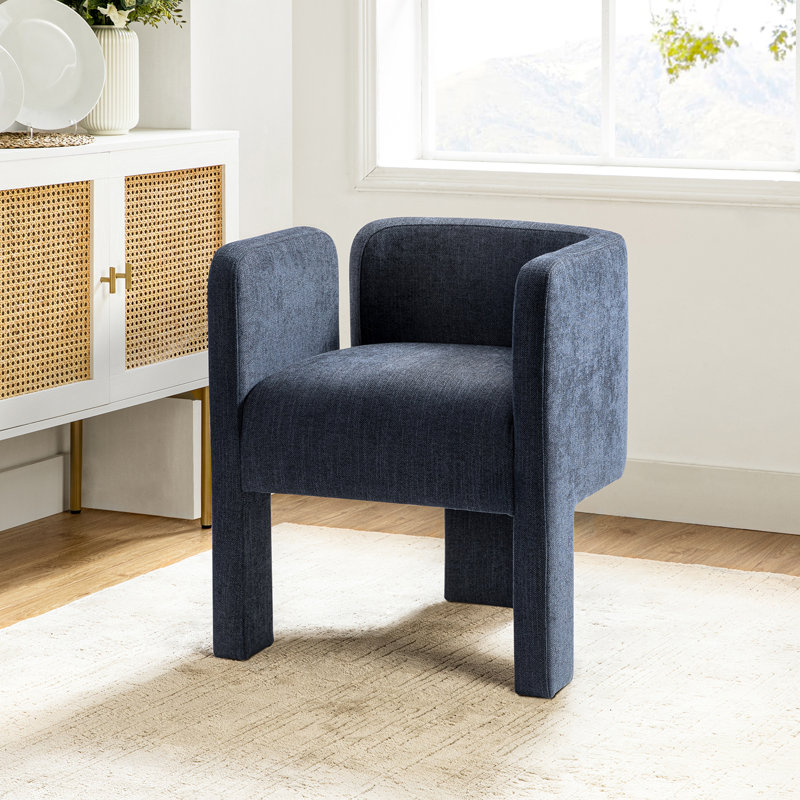 Braien 18.5'' H Modern Upholstered Armchair with Low Back, Navy