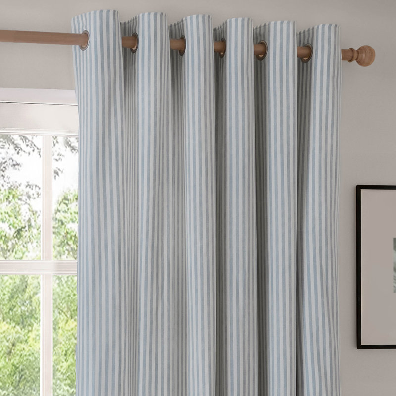 Hebden Cotton Blend Room Darkening Curtain Panel Pair, Blue, 229cm Width x 229cm Drop