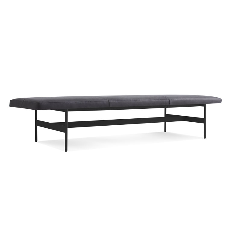 Daybench Leather Dining Bench, Ink Genuine Leather, Oblivion, 14" H x 75" W x 24" D