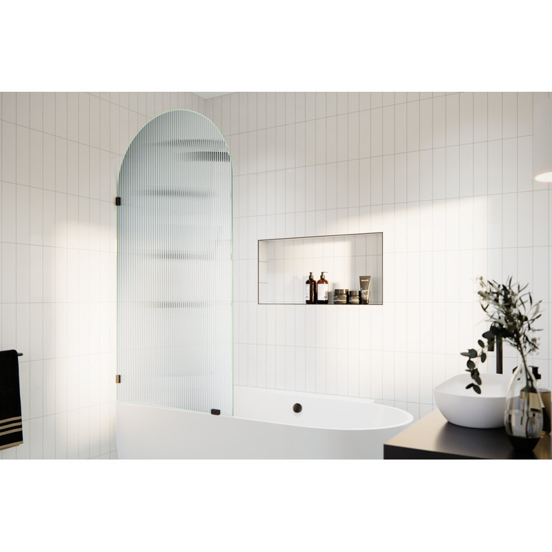Maven 34 in. x 66.75 in. Frameless Arched Fluted Single Fixed Bath Panel, Oil Rubbed Bronze