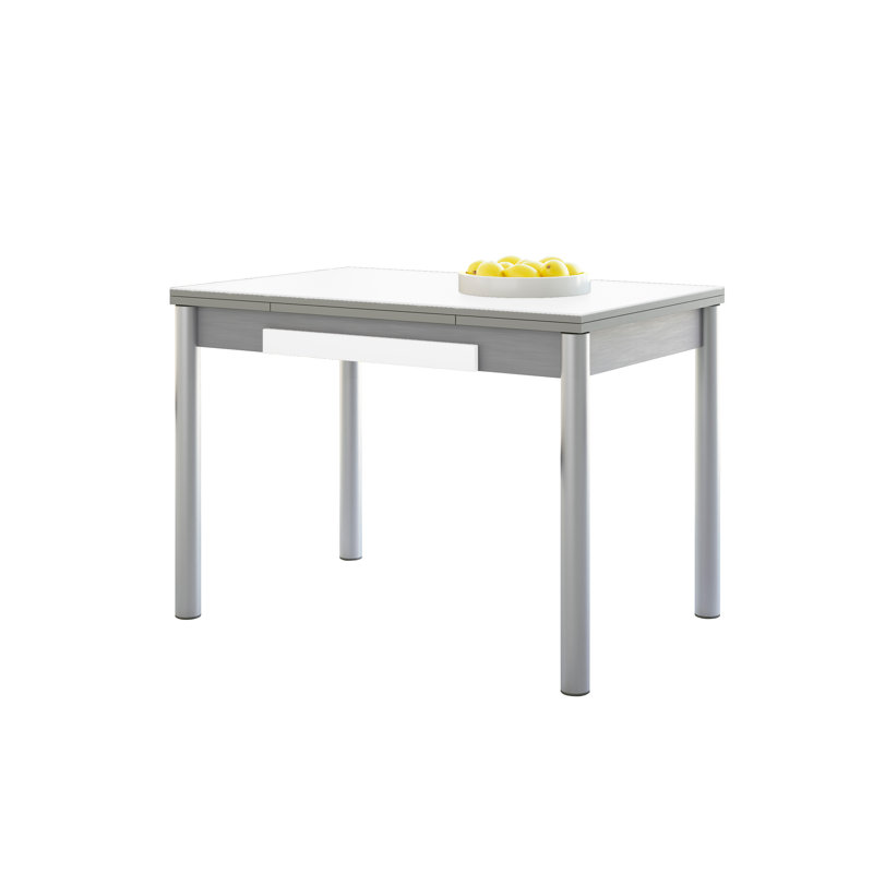 Kitchen Table With Black Wings, Round Legs, 90X50cm (Crystal), White