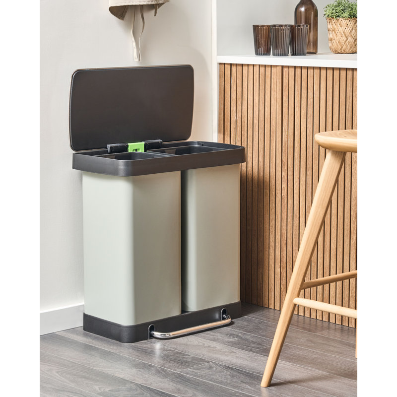 Double Pedal Waste Bin 60 L ECOSORT Metal, Green/Black