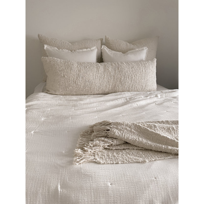 Cozy Cotton Beige Boucle Body Pillow with Down Alternative Fill