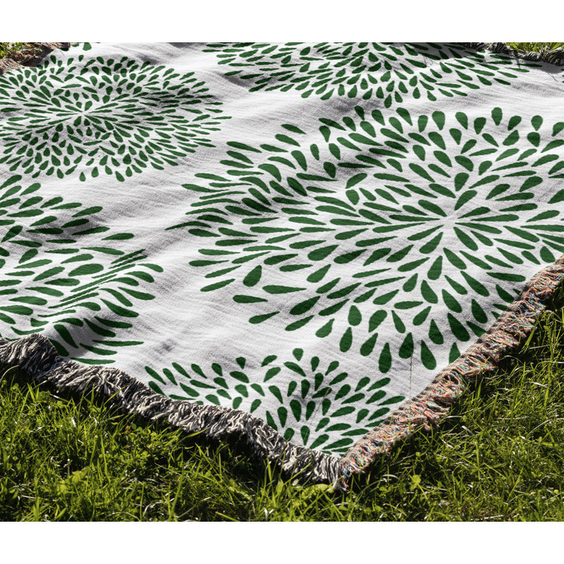 Jeté floral en coton, 50 x 60, Vert
