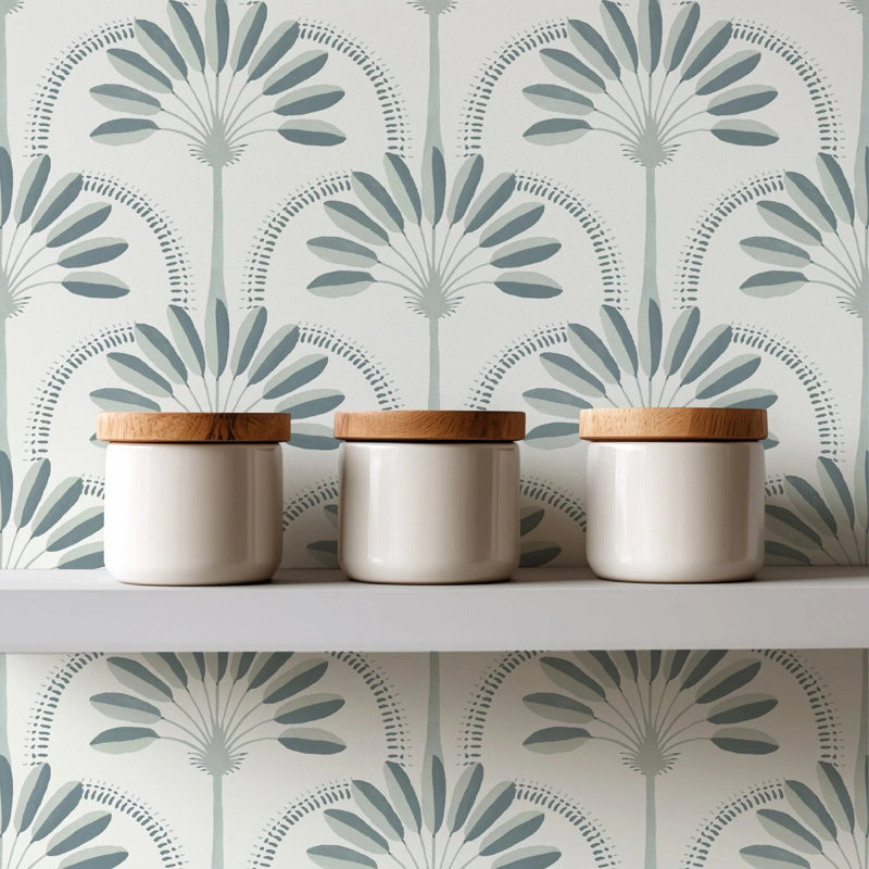 Palm Arches - Papier peint, Teintes neutres, Papier de qualité supérieure, Non-Pasted