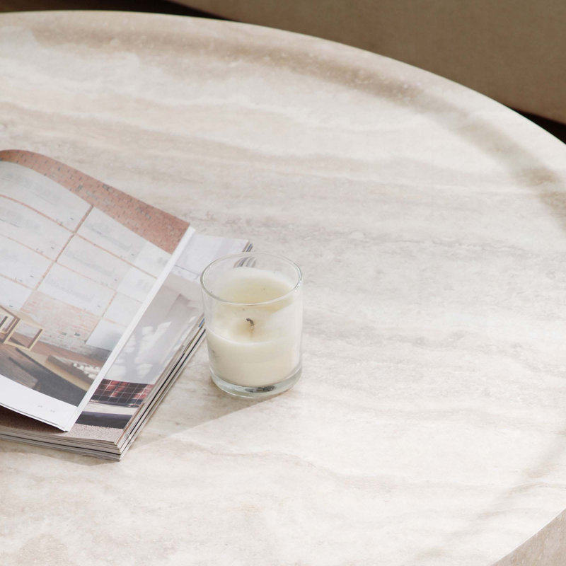 Marble Coffee Table With Fiberglass,Solid, 12.01" H x 35.43" L x 35.43" W, Black