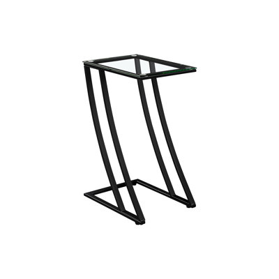 Élégante table à collation noire avec structure en métal - Extrémité latérale en verre trempé pour dessus de chambre à coucher