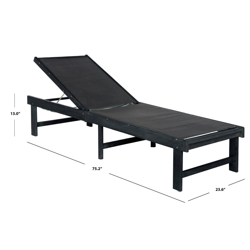 Sparkman Outdoor Acacia Wood Chaise Lounge, Dark Slate Gray