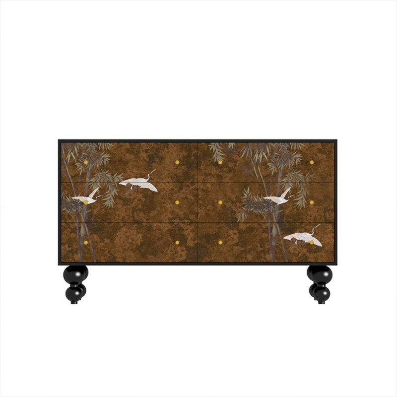 Armoire de rangement à 6 tiroirs Modern Light Luxury, Noir