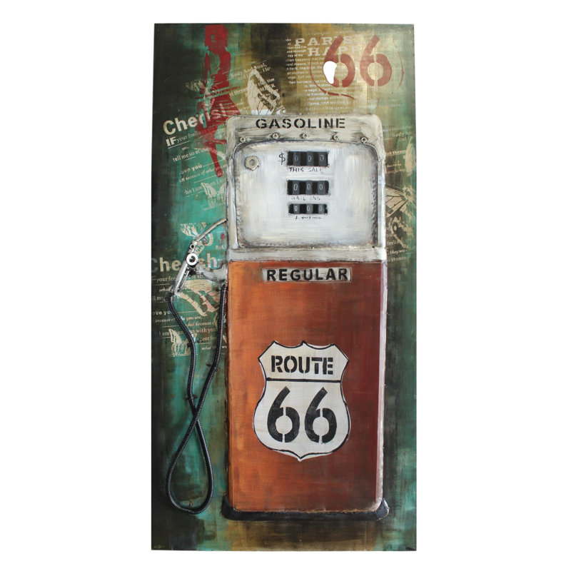 Route surélevée Route 66, art mural en métal, peinture en relief 40 po x 2 po x H 79 po