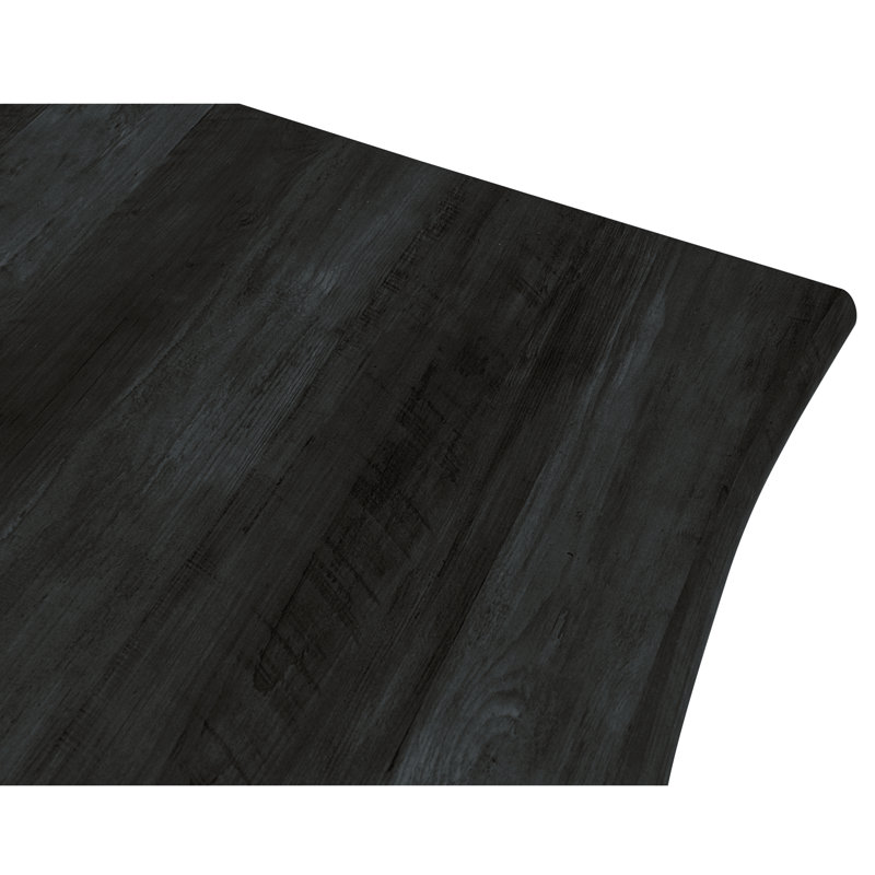 Micharl Rectangular MDF Dining Table with Wavy Edge Top and Powder-Coated Iron Base – Kitchen Restaurant Table Seats 4–6 Person