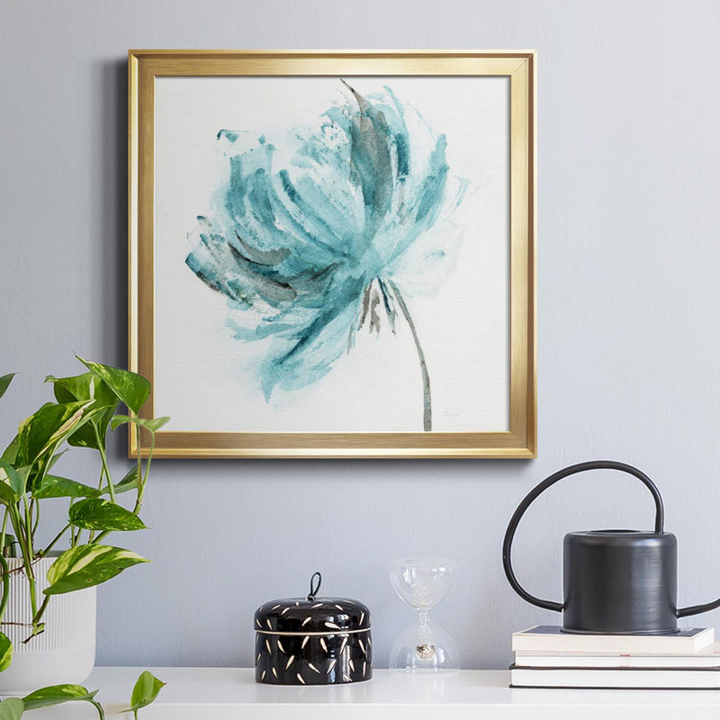 «Blue Dance II», peinture sur toile encadrée, H 34,5 po x l 34,5 po x P 1,5 po, Cadre doré