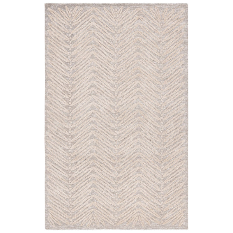 Geraro Martha Stewart Hand Tufted Wool/Viscose Floral Rug in Beige, Rectangle 5' x 8'