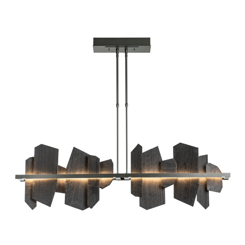 Ardesia 1 - Light Kitchen Island Linear LED Pendant with Slate Accents, Modern Brass