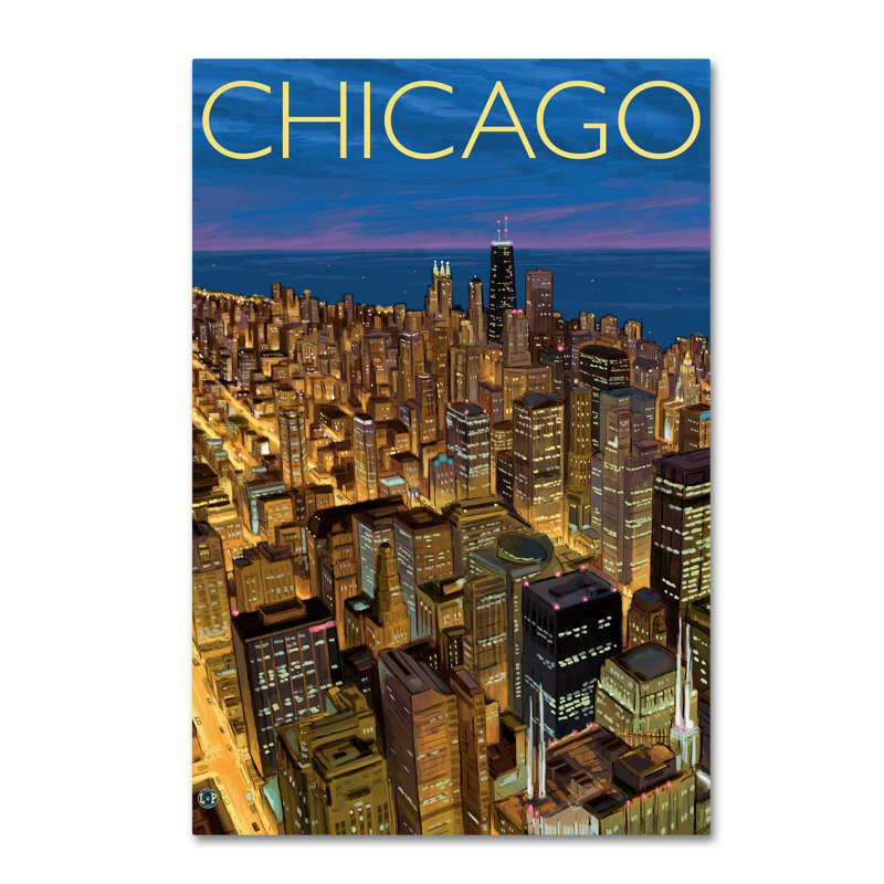 Publicité rétro sur toile Kadey «Chicago», H 24 po x l 16 po x P 2 po