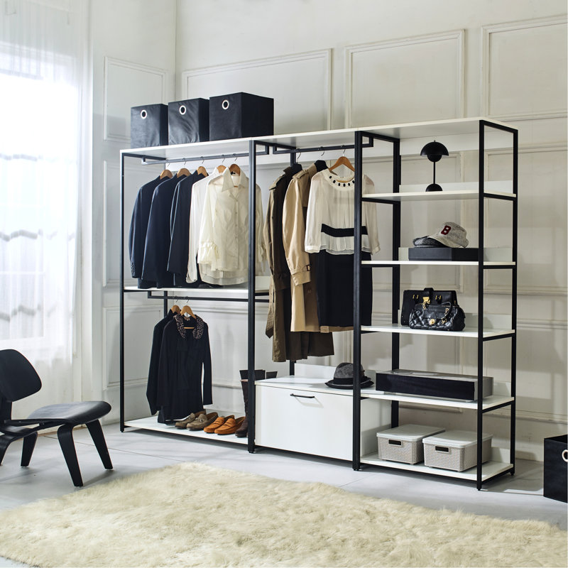 Metal Walk-In Wardrobe - Enhance Durability With Powder Coating And Wood Closet Frame, Deep Storage, Heat & Water , Scratch Stain E0 Board, Reinforced , Modular Configuration