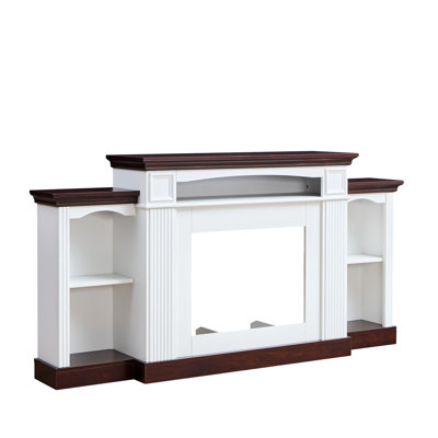 Meuble télé de 70 po avec foyer de style, pour équipement audio, salon / chambre à coucher, fabrication électrique cerise / blanc, vidéo