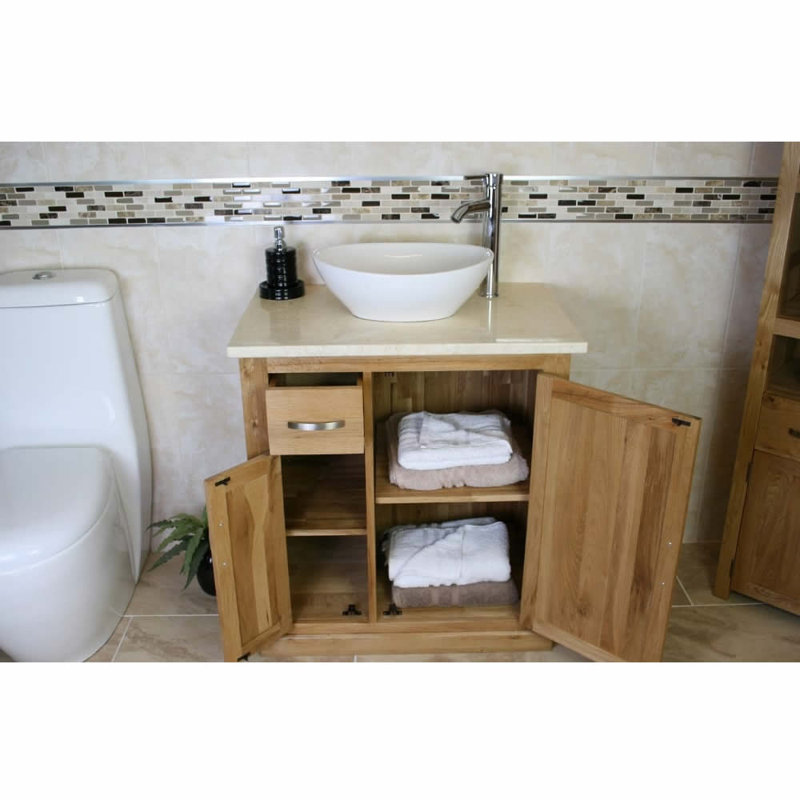 Delvalle 750mm Single Bathroom Vanity with Vessel Ceramic Basin, Cream