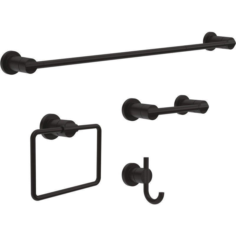 Nicoli Wall Mount Square Closed Towel Ring Bath Hardware Accessory, Matte Black
